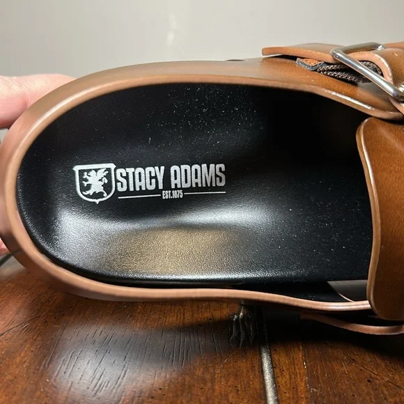 Stacy Adams Men’s Cognac Montego Slingback Buckle Sandal Sz 9 - Picture 6 of 8